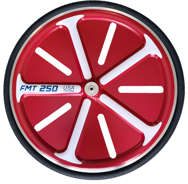 FMT 250 limited edition sulky wheel in red, white, and blue